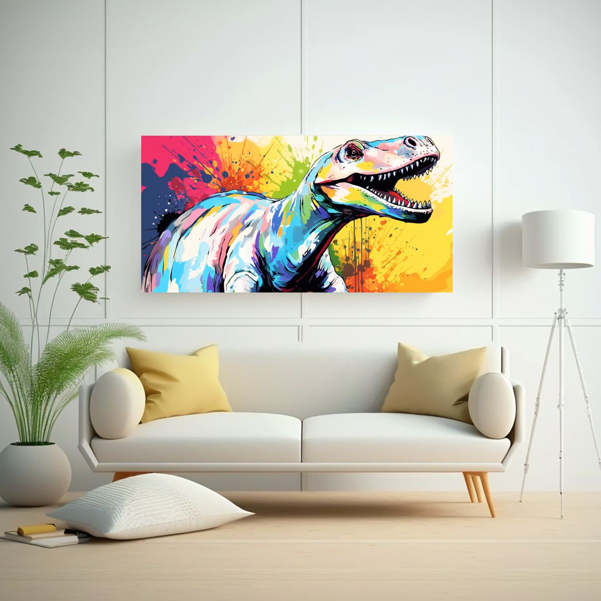 GENERICO - Pintura Decorativa Moderna De Saurópodo En 140x70 Cm