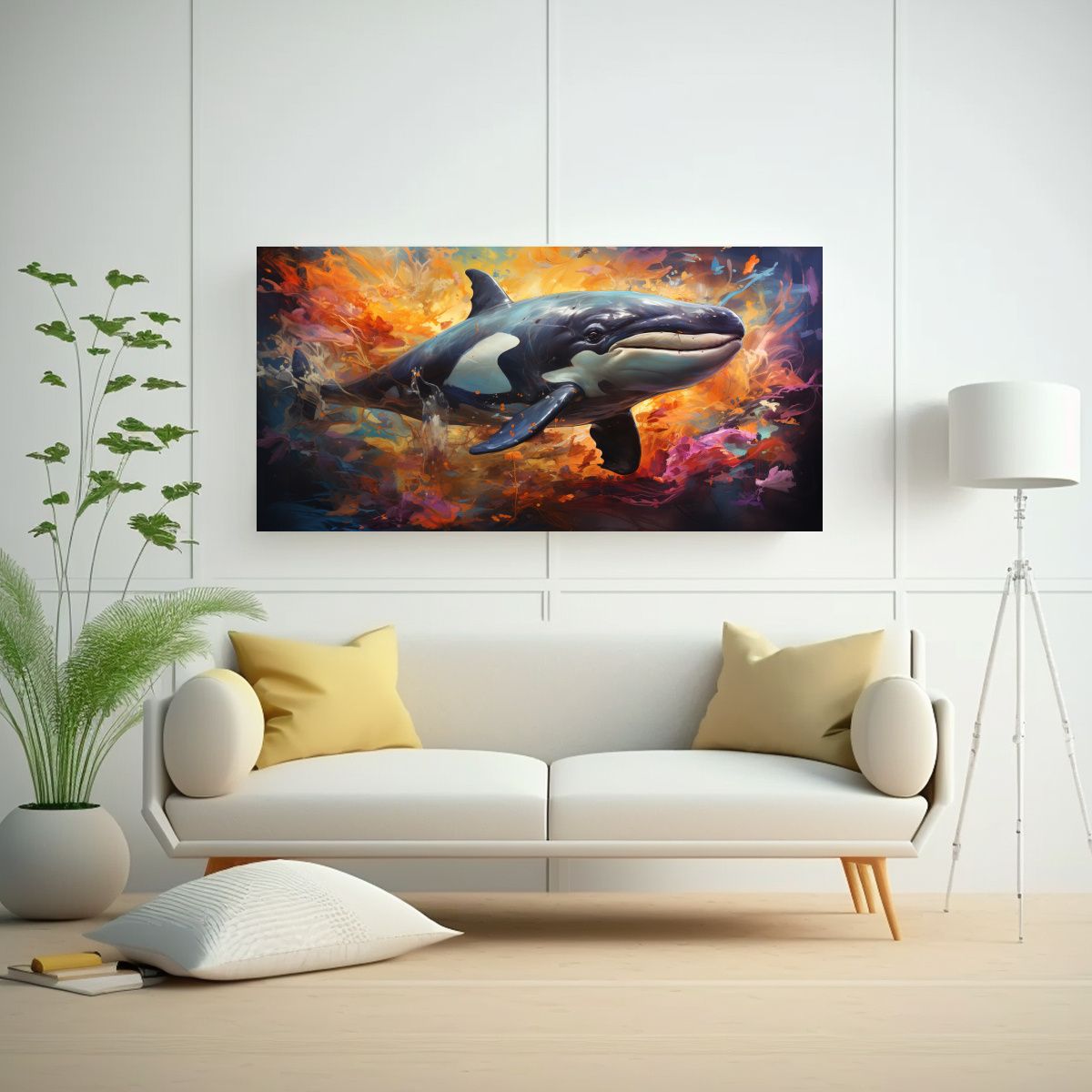 GENERICO - Cuadro Moderno Ballena En Estilo De Pintura Al 140x70 Cm.