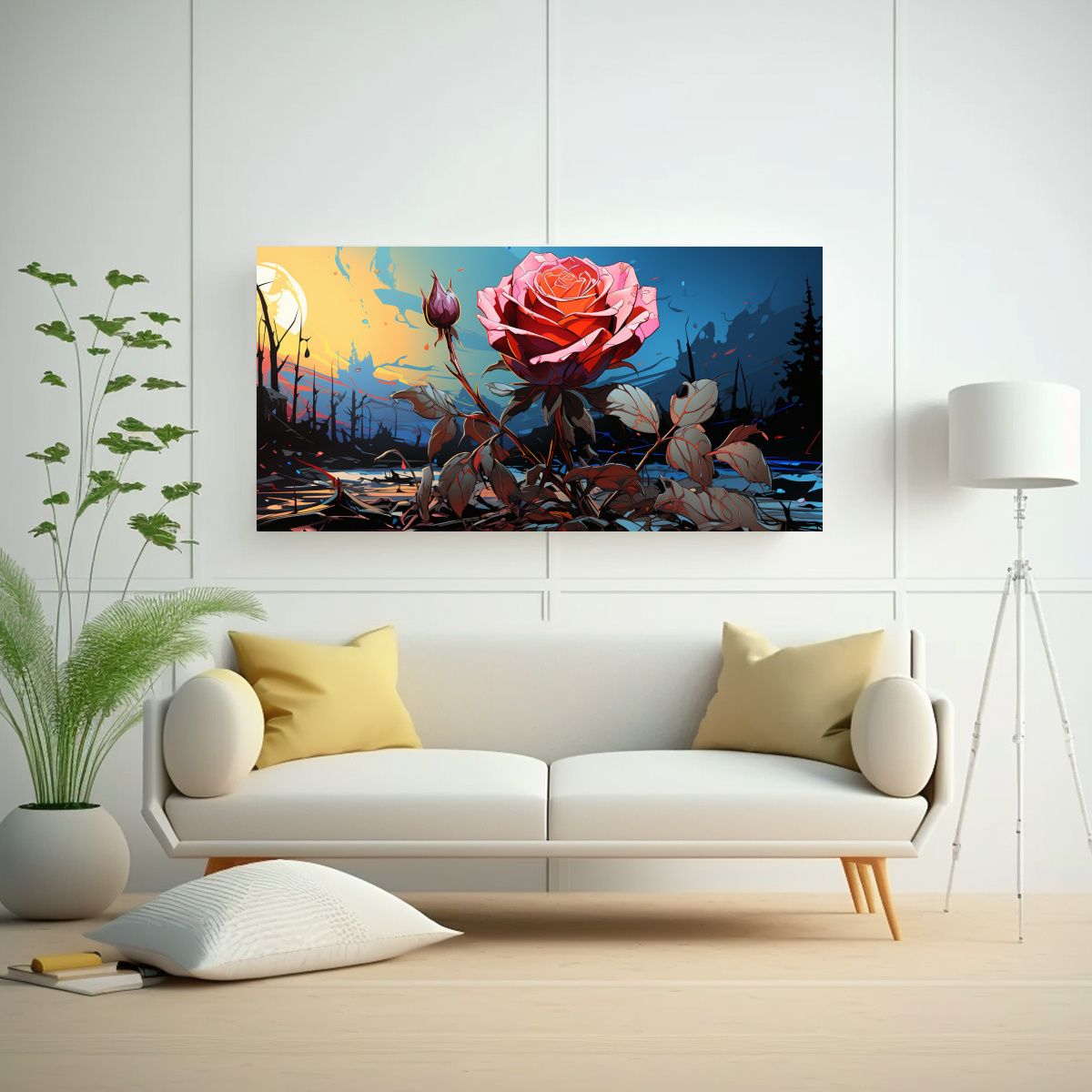 GENERICO - Cuadro Decorativo Rosa Pop Art Con Composición 140x70 Cm