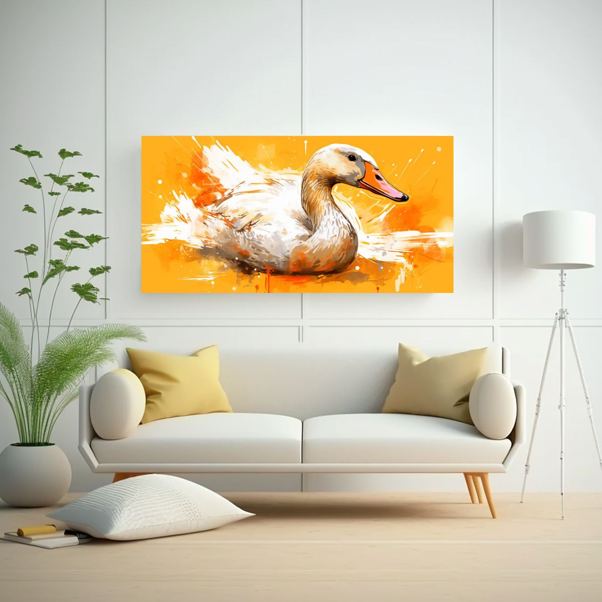 GENERICO - Cuadro Tela Geese Orange Gold Arte Neo Pop 120x60 Cm
