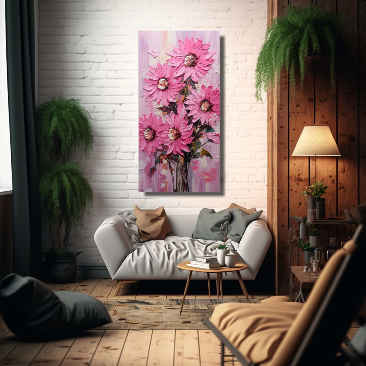 GENERICO - Cuadro De Lienzo Patrón Intenso Con Girasoles 70x140 Cm