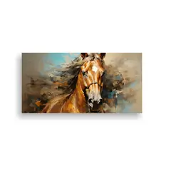GENERICO - Pintura Al Estilo óleo Colorida De Un Caballo De 140x70 Cm