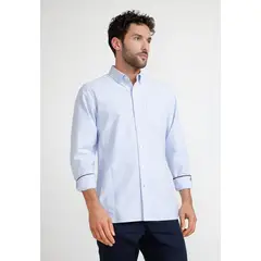 TRIAL - Camisa Rayas Hombre Beta Celeste