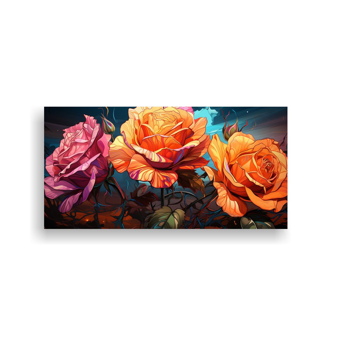 GENERICO - Cuadro Decorativo De Rosas Híbridas De Té En 120x60 Cm