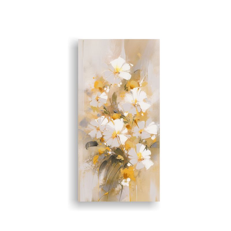 GENERICO - Cuadro De Flores Amarillas Y Blancas En Lienzo 70x140 Cm