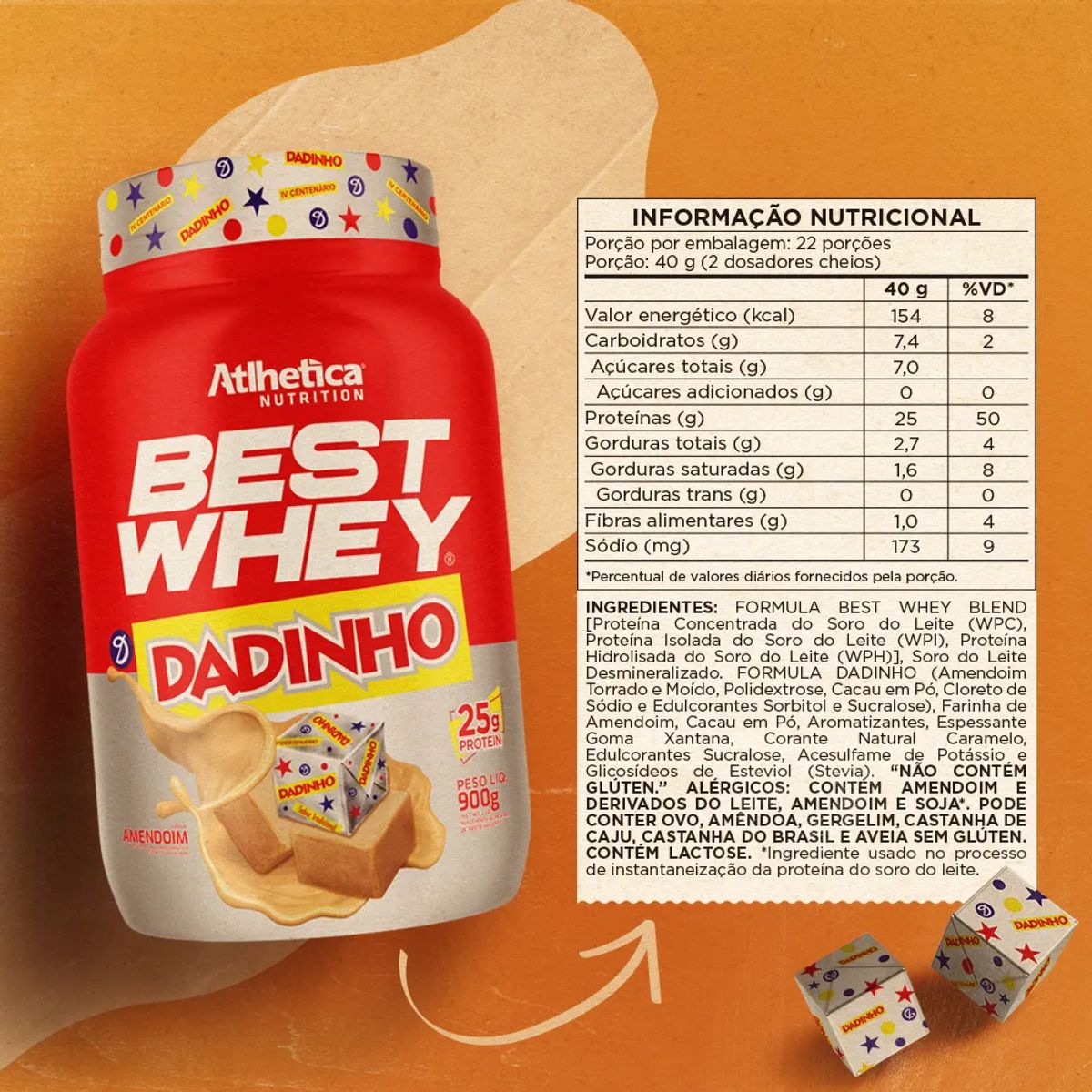 ATLHETICA NUTRITION - PROTEÍNA BEST WHEY - 2 LIBRAS - DADINHO