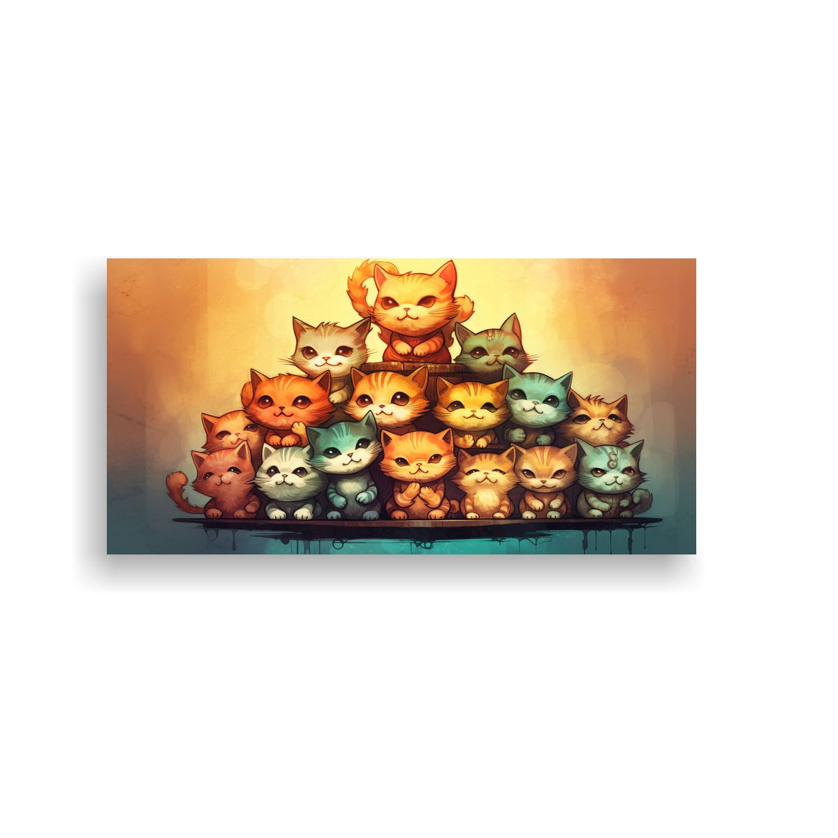 GENERICO - Cuadros De Gatos En Colores Muchos Perchados En 140x70 Cm