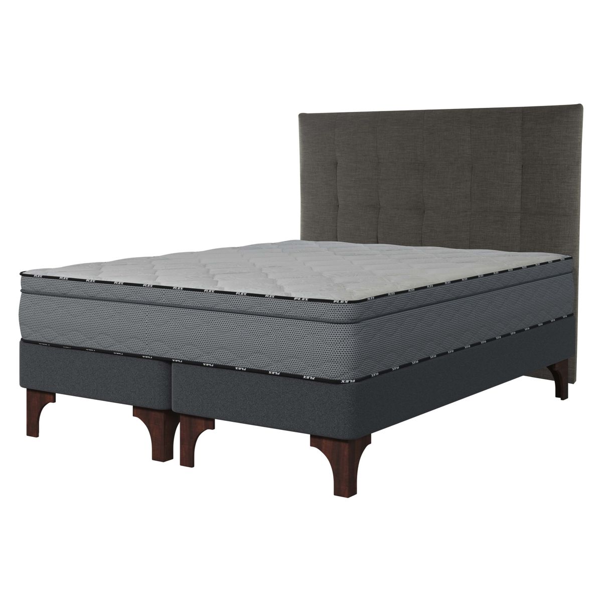 FLEX - Cama Europea 2 Plazas Element Plus Flex 150 x 200 Cm Base Dividida + Respaldo