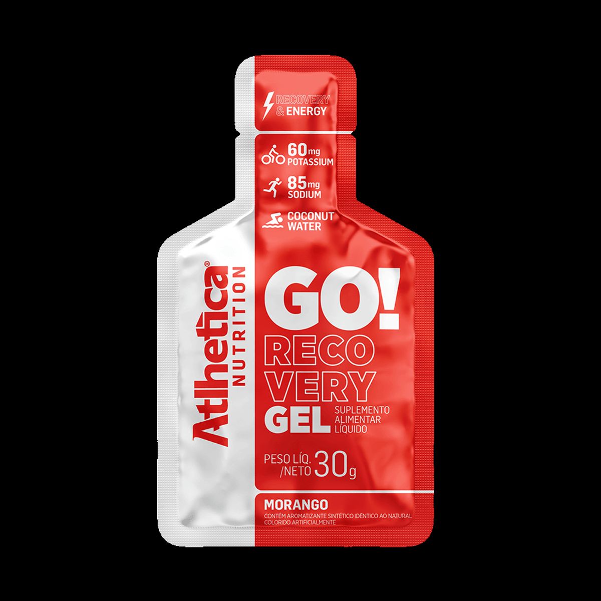 ATLHETICA NUTRITION - GEL ENERGIZANTE GO RECOVERY 30G - SIN CAFEÍNA - 10 UNIDADES