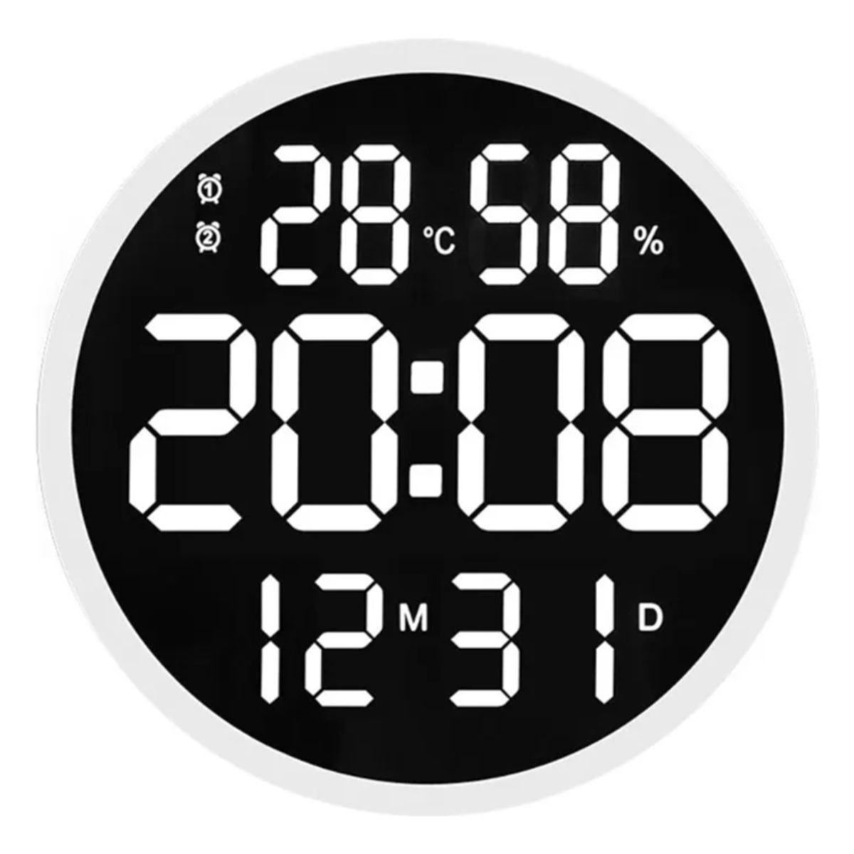 GENERICO - Reloj De Pared Digital Redondo Led + Control Remoto