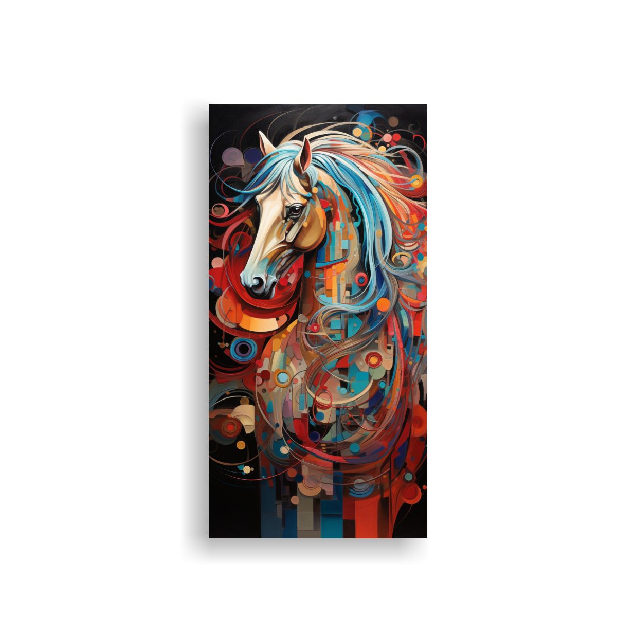 GENERICO - Cuadro Moderno Abstracto Pintura Textura Caballos 70x140 Cm