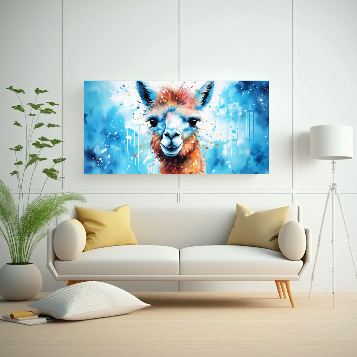 GENERICO - Pintura Juvenil De Alpaca En Acuarela Y Colores 140x70 Cm