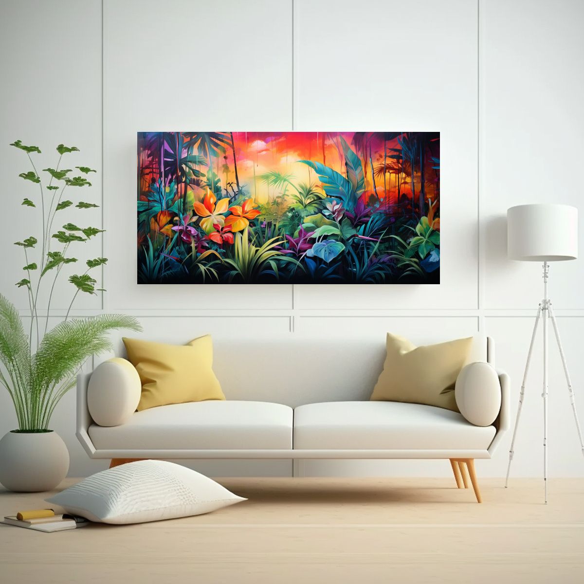 GENERICO - Interpretación Abstracta Tropical En Pinturas 140x70 Cm.