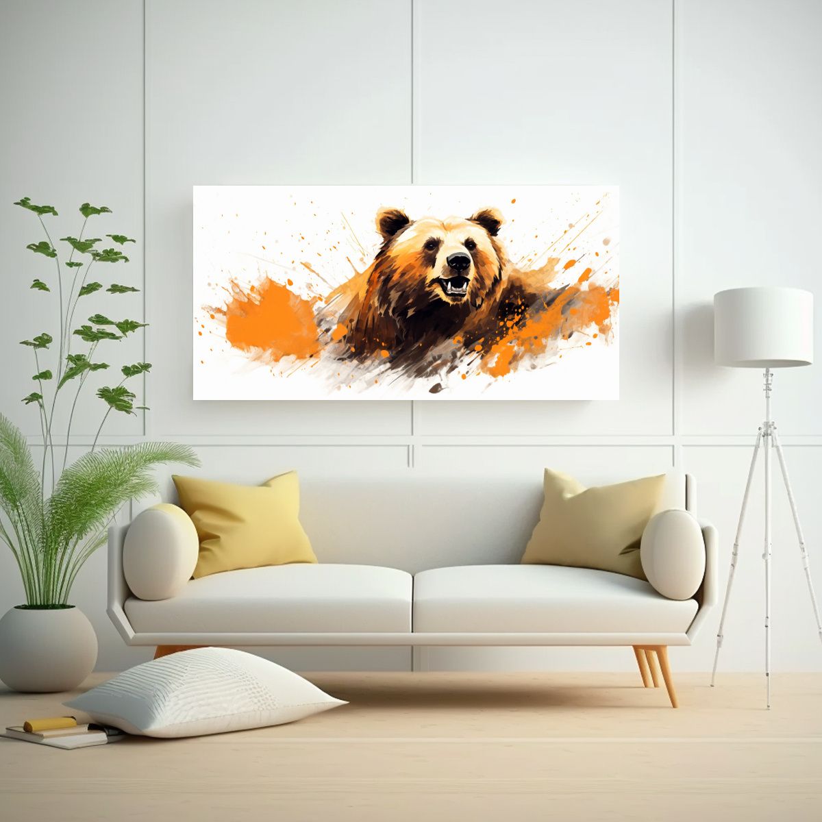 GENERICO - Cuadro Moderno Figuras De Un Oso En Caramelo Y 140x70 Cm