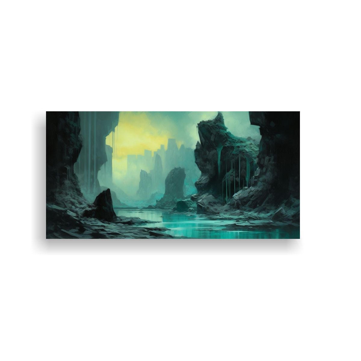 GENERICO - Cuadro Paisaje Acuamarina Oscuro Con Textura 120x60 Cm