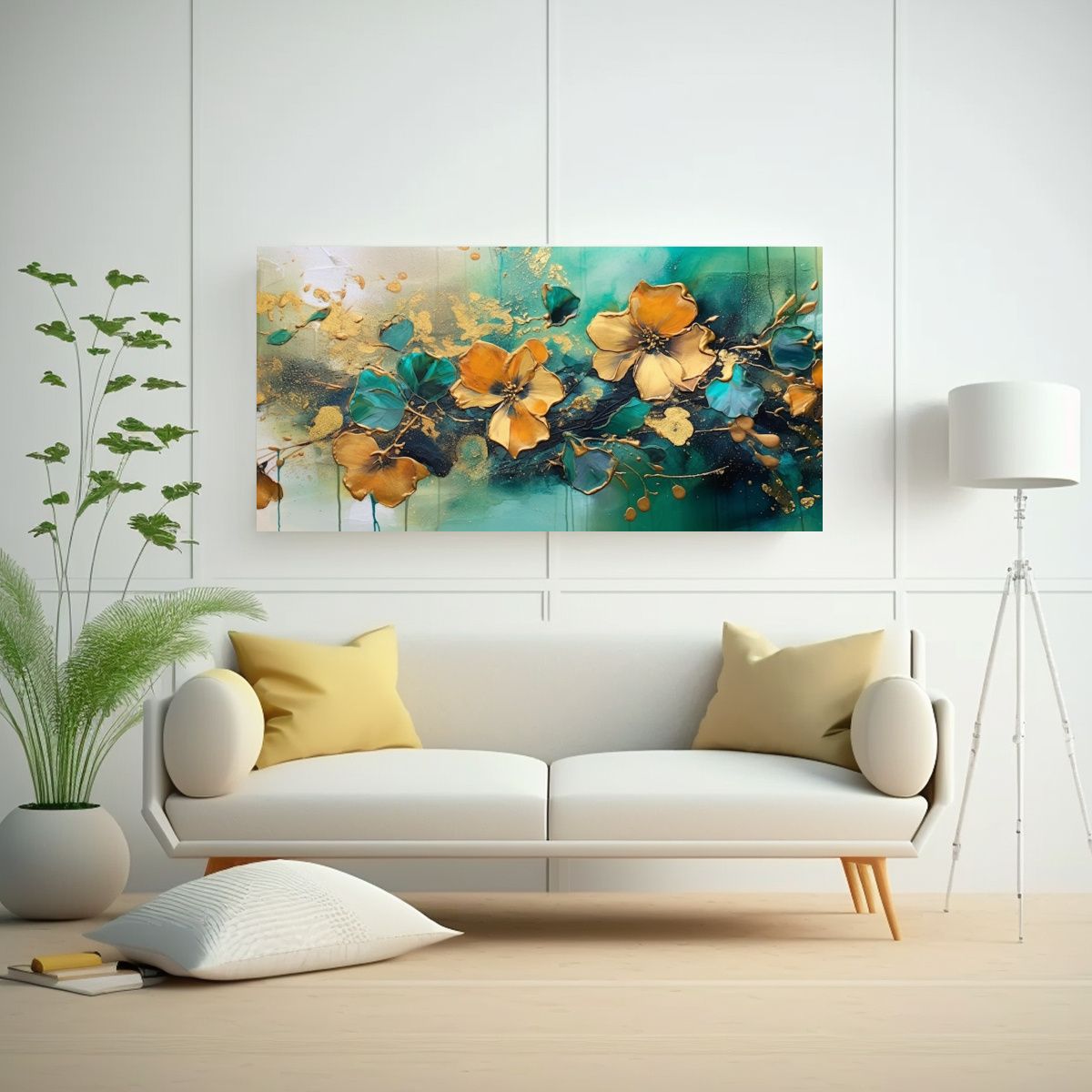 GENERICO - Cuadro Abstracto Floral Intenso En Lienzo Tex 120x60 Cm.