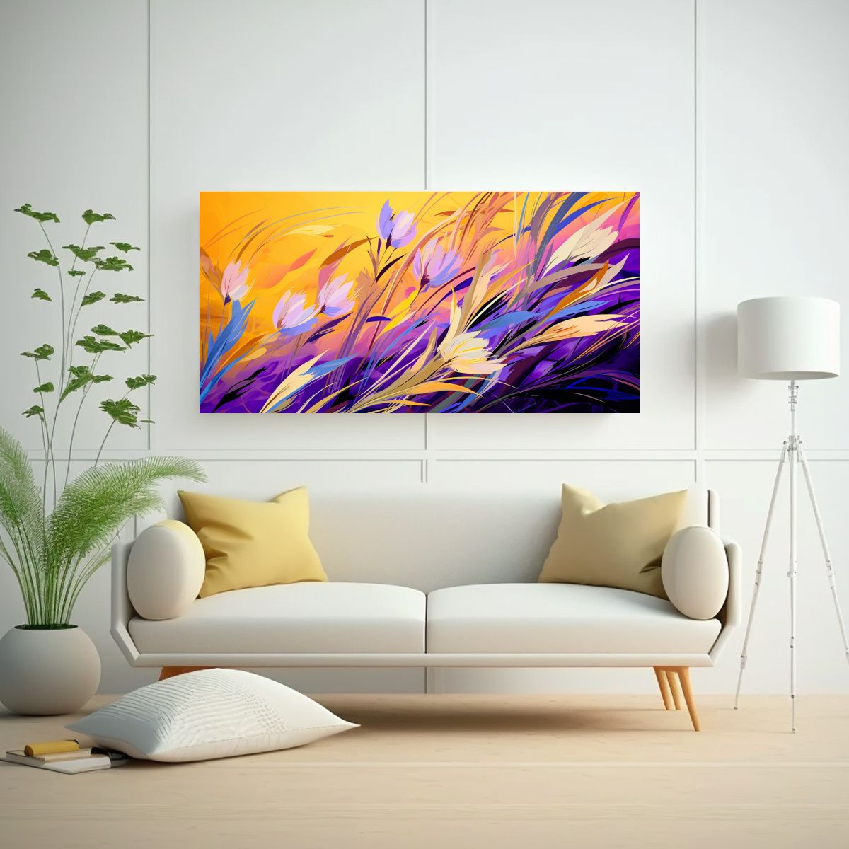 GENERICO - Cuadro Minimalista De Grano De Arroz Amarillo Y 140x70 Cm