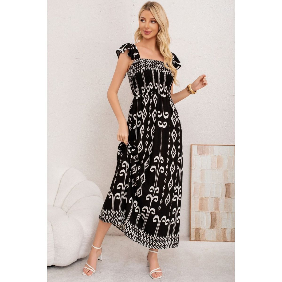 LIKE SHOP - Maxi Vestido Verano Largo Mujer Estampado Geometrico Casual 3362