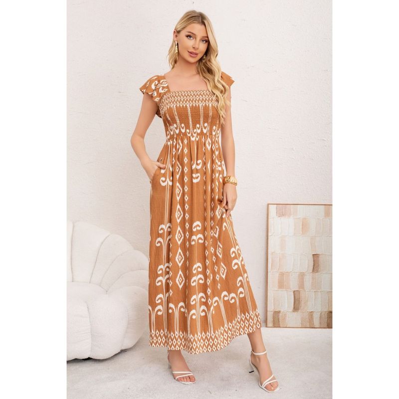 MPROPIA - Maxi Vestido Verano Largo Mujer Estampado Geometrico Casual 3362