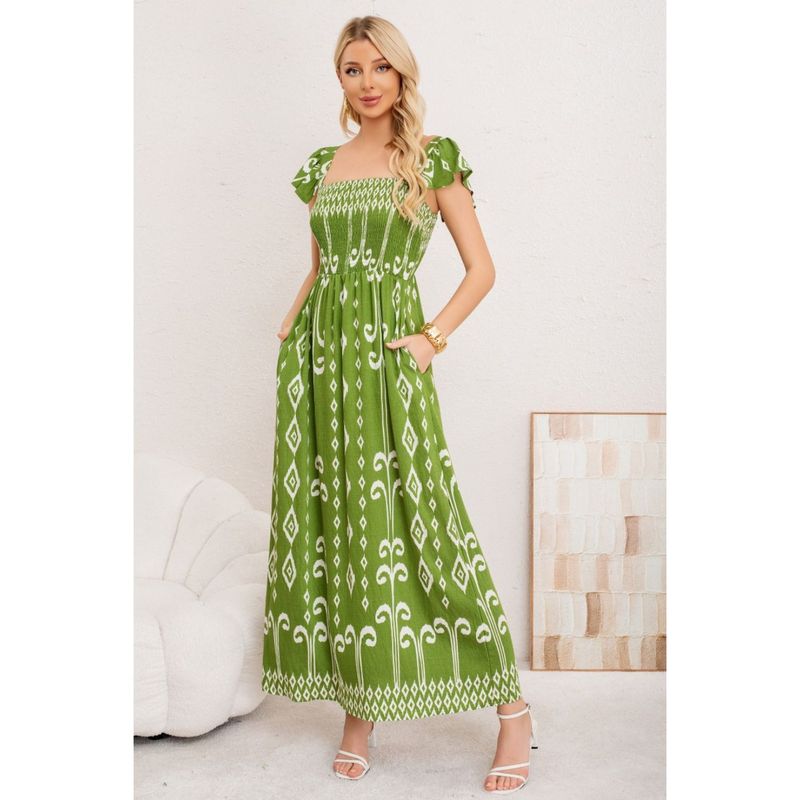MPROPIA - Maxi Vestido Verano Largo Mujer Estampado Geometrico Casual 3362