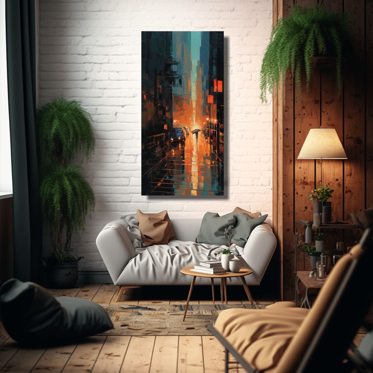 GENERICO - Pintura Nocturna De Ciudad Inspiradora Estilo Dar 70x140 Cm