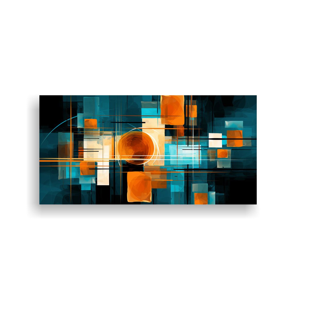 GENERICO - Pintura Acuarela De Ambiente Azul Y Naranja En 120x60 Cm