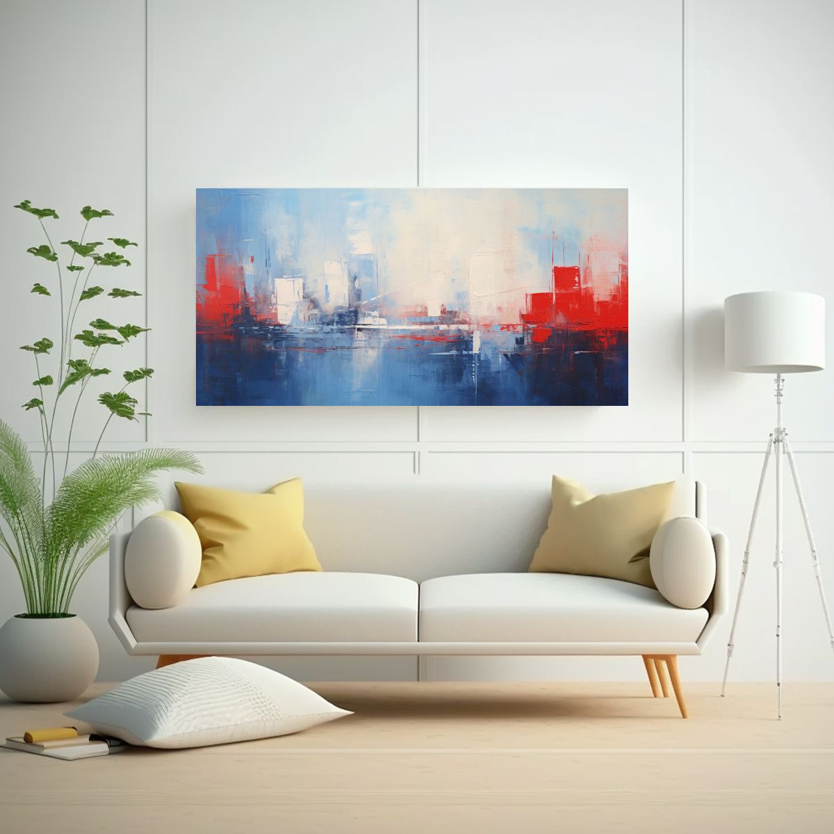 GENERICO - Cuadro Lienzo Relieve Ciudad Abstracta Pintada En 120x60 Cm