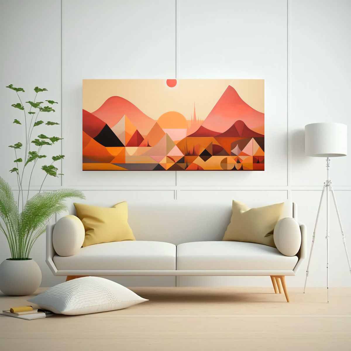 GENERICO - Cuadro Belleza Geométrica En Colores Cálidos 140x70 Cm