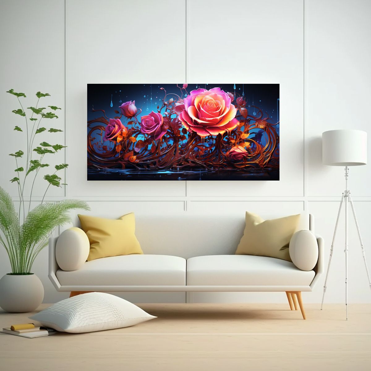 GENERICO - Pintura Mural Tonos Equilibrio Visual Neon Rosa 120x60 Cm