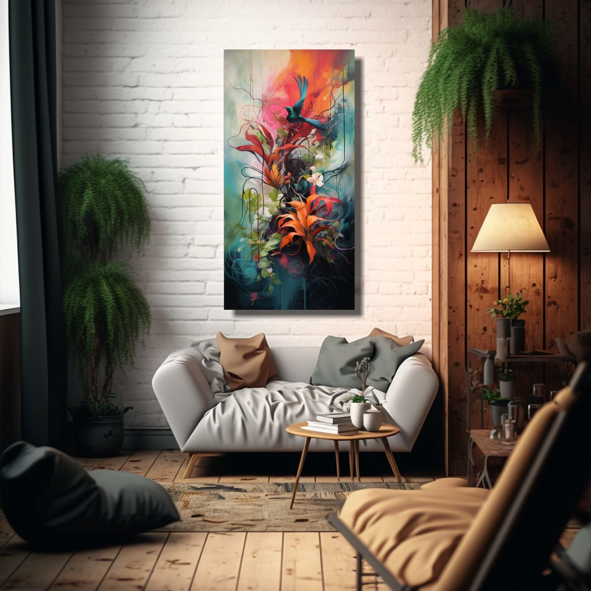GENERICO - Cuadro Abstracto Emociones Y Naturaleza Fusionadas 70x140 Cm