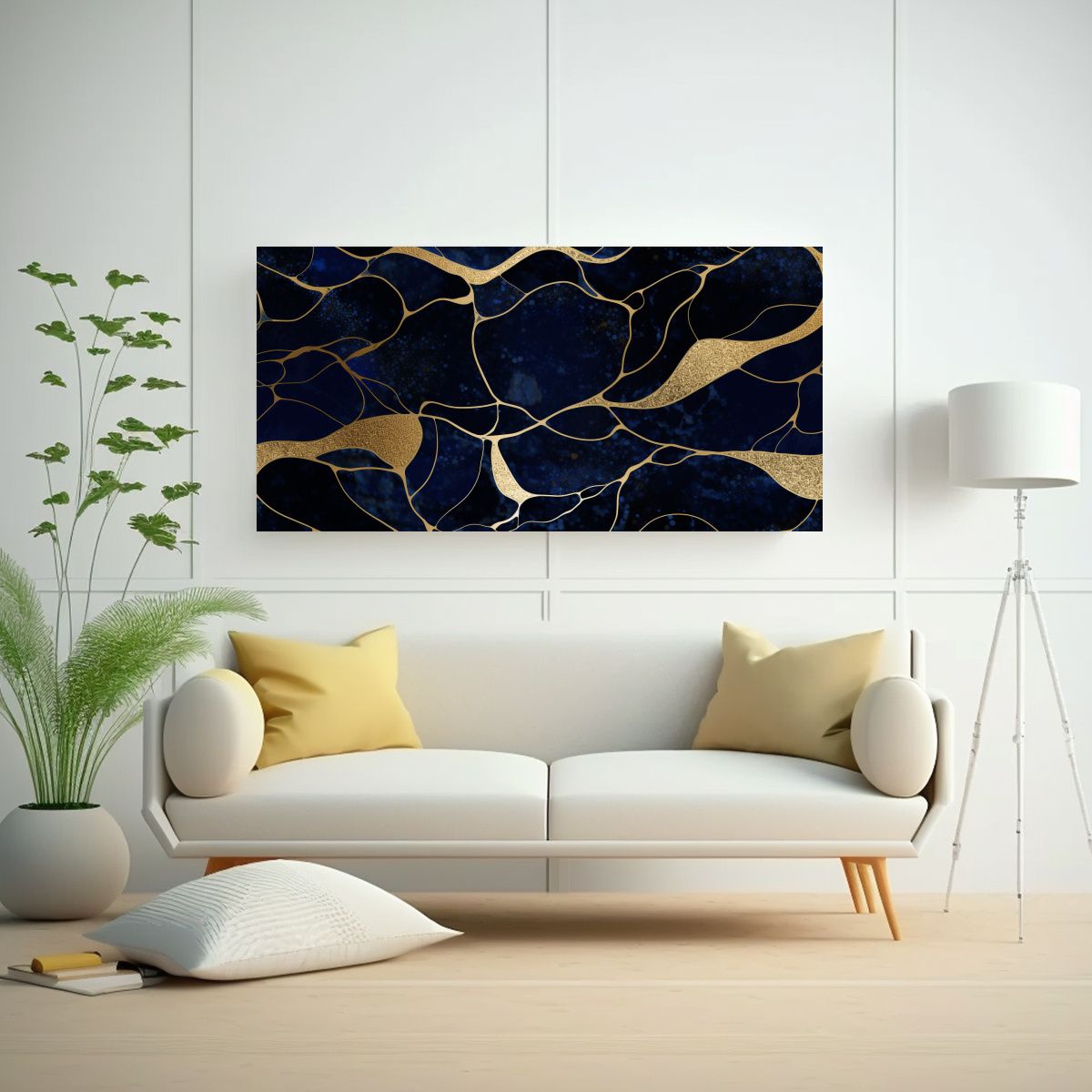 GENERICO - Pintura Decorativa Lienzo Azul Oscuro Con Patrón 140x70 Cm.