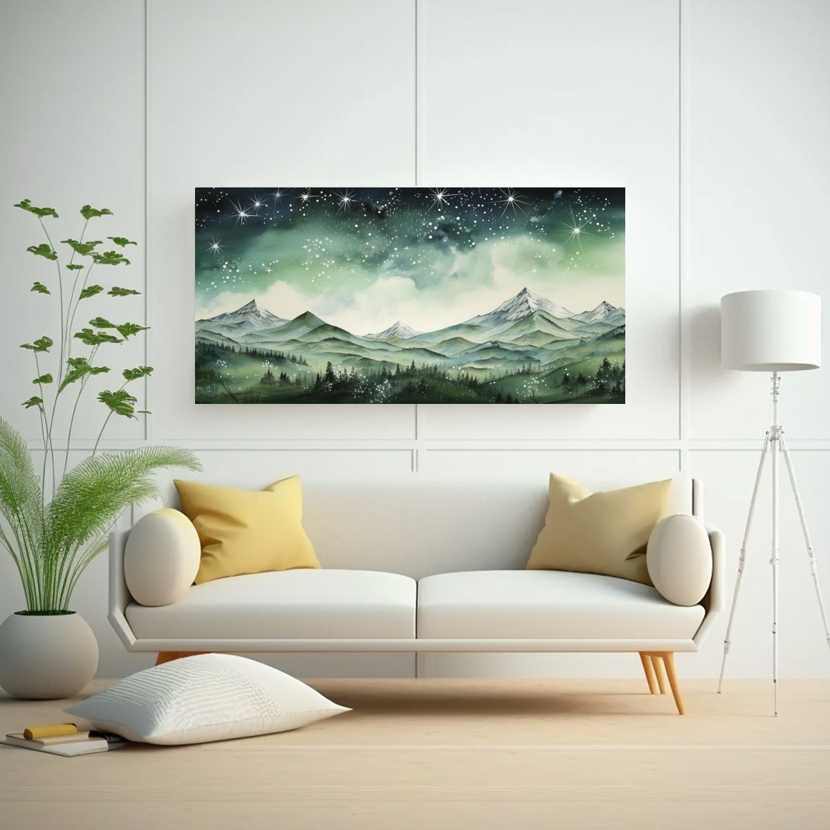 GENERICO - Arte Abstracción Surrealista Paisaje Montañoso 140x70 Cm