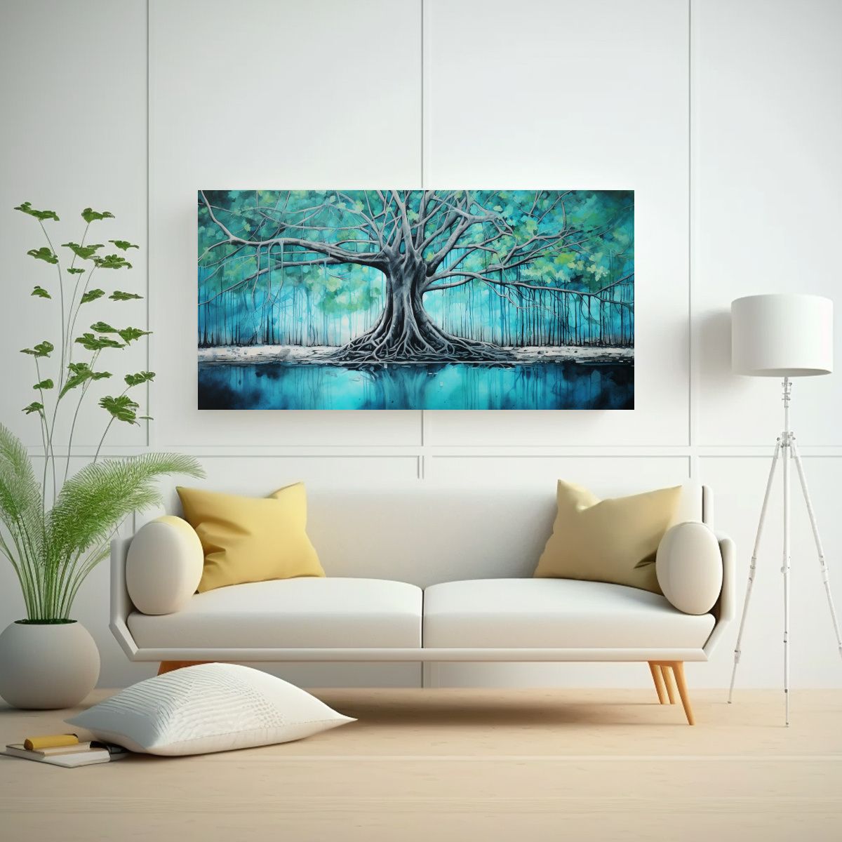 GENERICO - Pintura Abstracta Relieve De árbol Banyan En 140x70 Cm