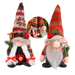 GENERICO - 2 Gnomos Navidad Peluche Tejido Gorro Decoración