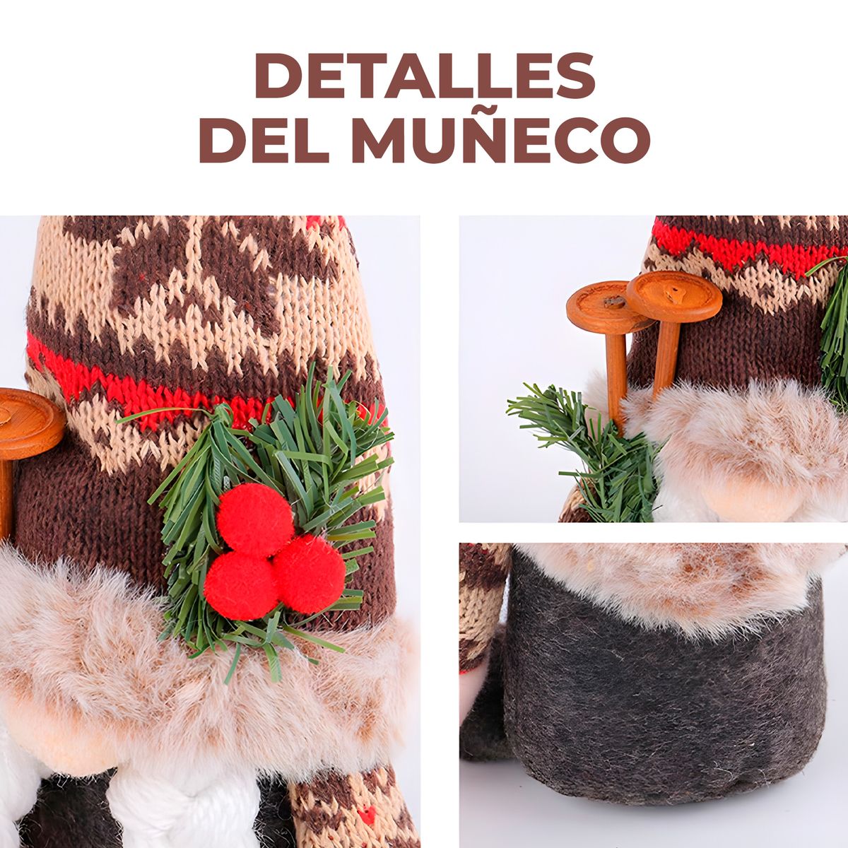 GENERICO - 2 Gnomos Navidad Peluche Tejido Gorro Decoración