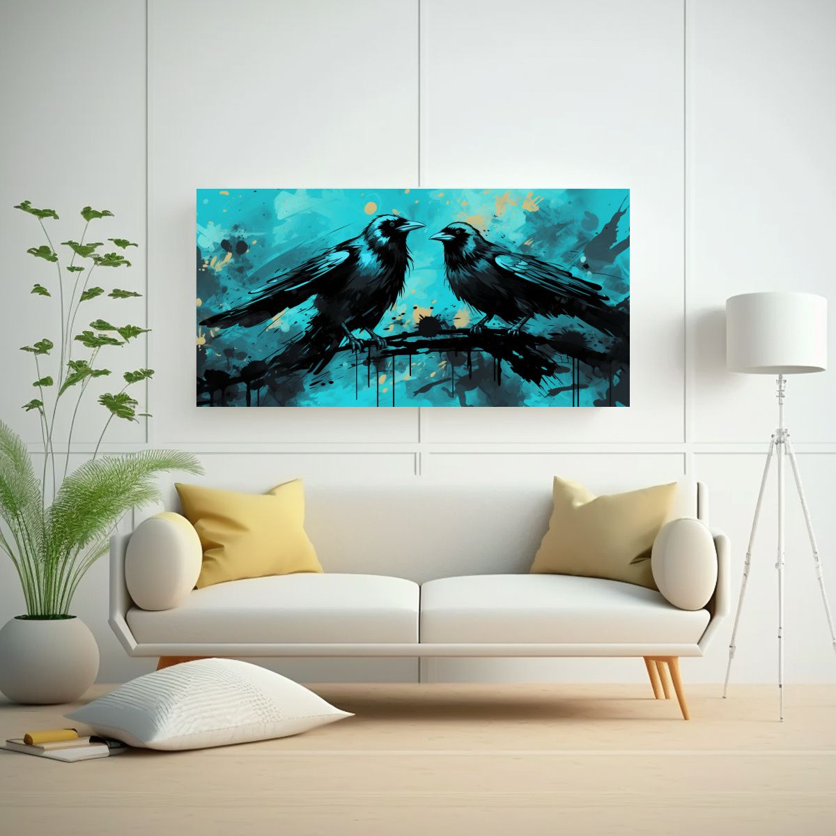 GENERICO - Cuadro En Bastidor Exclusivo Cuervos Y Cuervas En 120x60 Cm