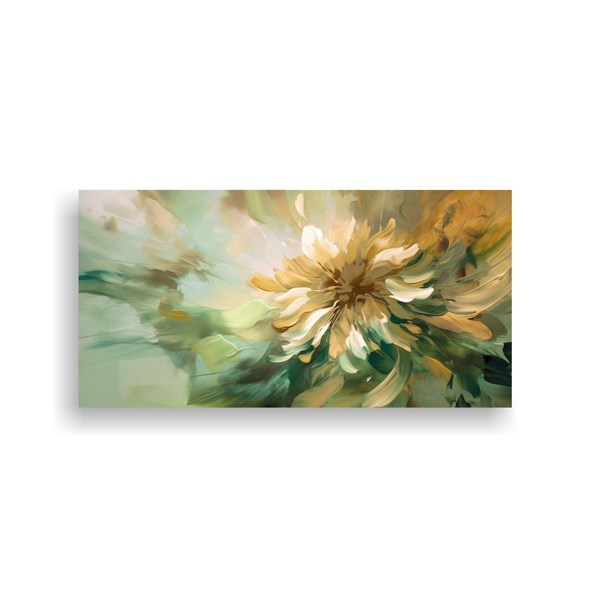 GENERICO - Pintura Abstracta Floral Verde Marrón Cuadro 120x60 Cm