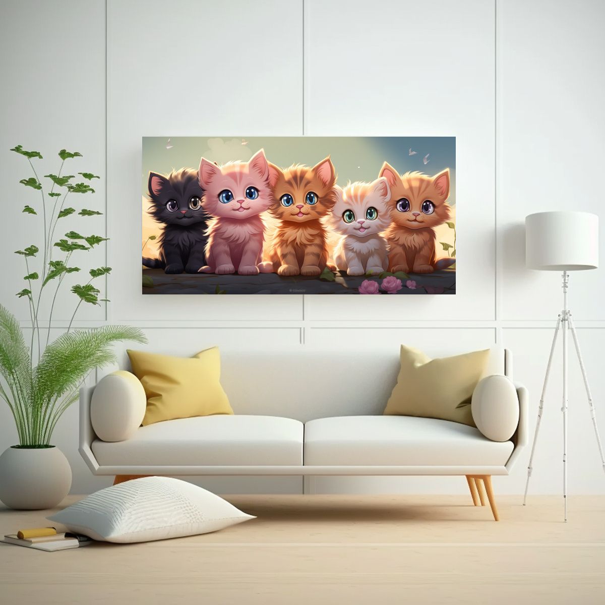 GENERICO - Pinturas Decorativas De Gatitos Lindos Estilo 140x70 Cm