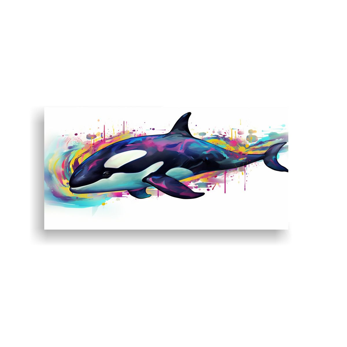 GENERICO - Cuadro Orca En Tonos Apagados Y ónix Estilo Neo 140x70 Cm.
