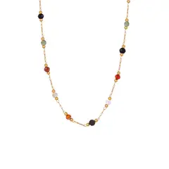 LUX JOYAS - Collar Baño Oro 18k Piedrecillas Cadena Tonos Varios