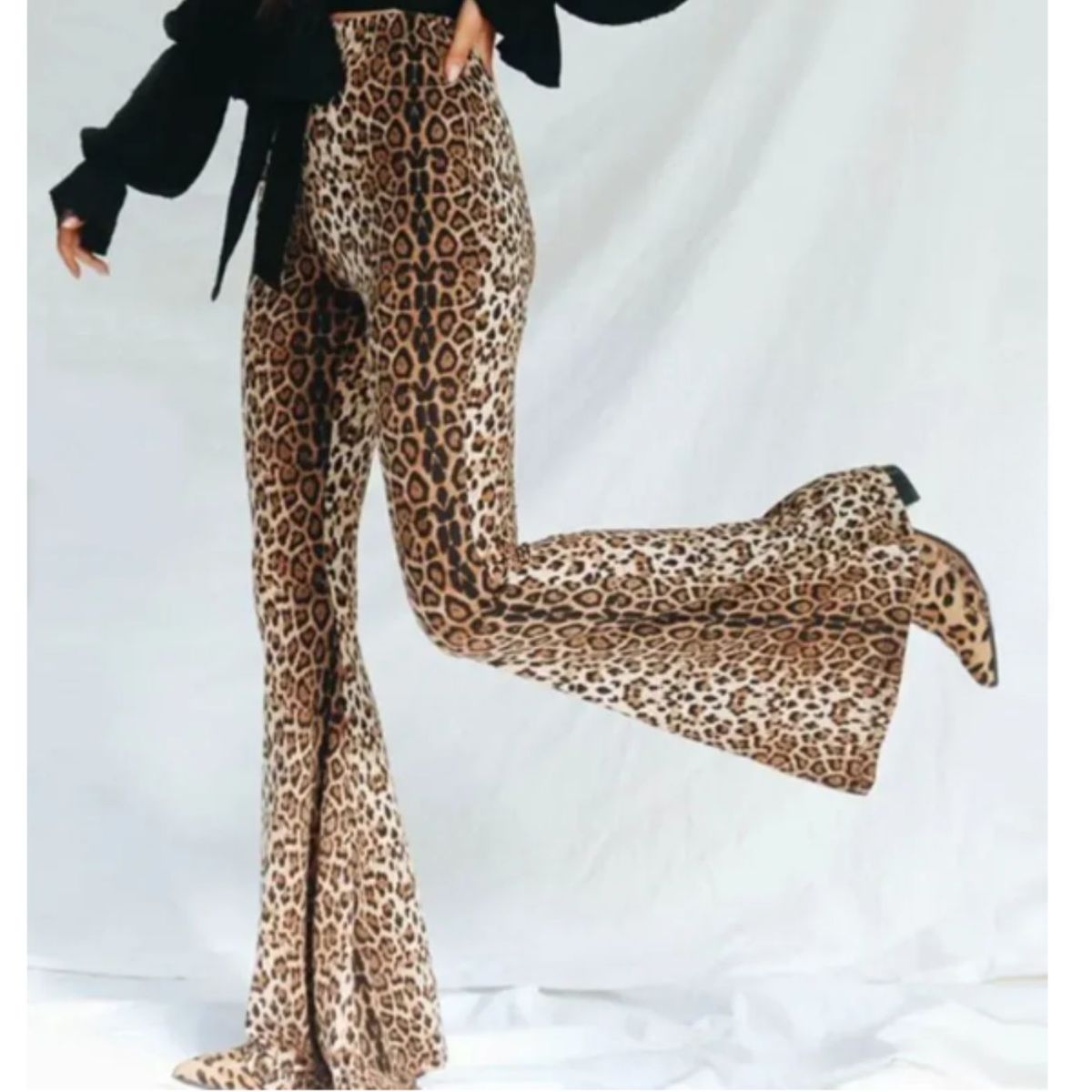 LIKE SHOP - Calza Flare Mujer Animal Print Primavera Verano Tiro Alto 7025