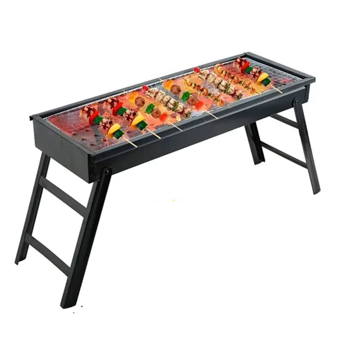 GENERICO - Parrilla Carbón Portátil Plegable Acero Inox Color Negro