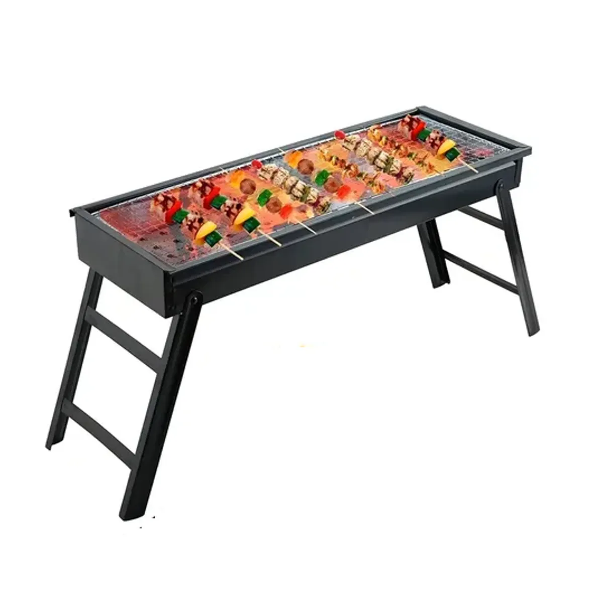 GENERICO - Parrilla Carbón Portátil Plegable Acero Inox Color Negro
