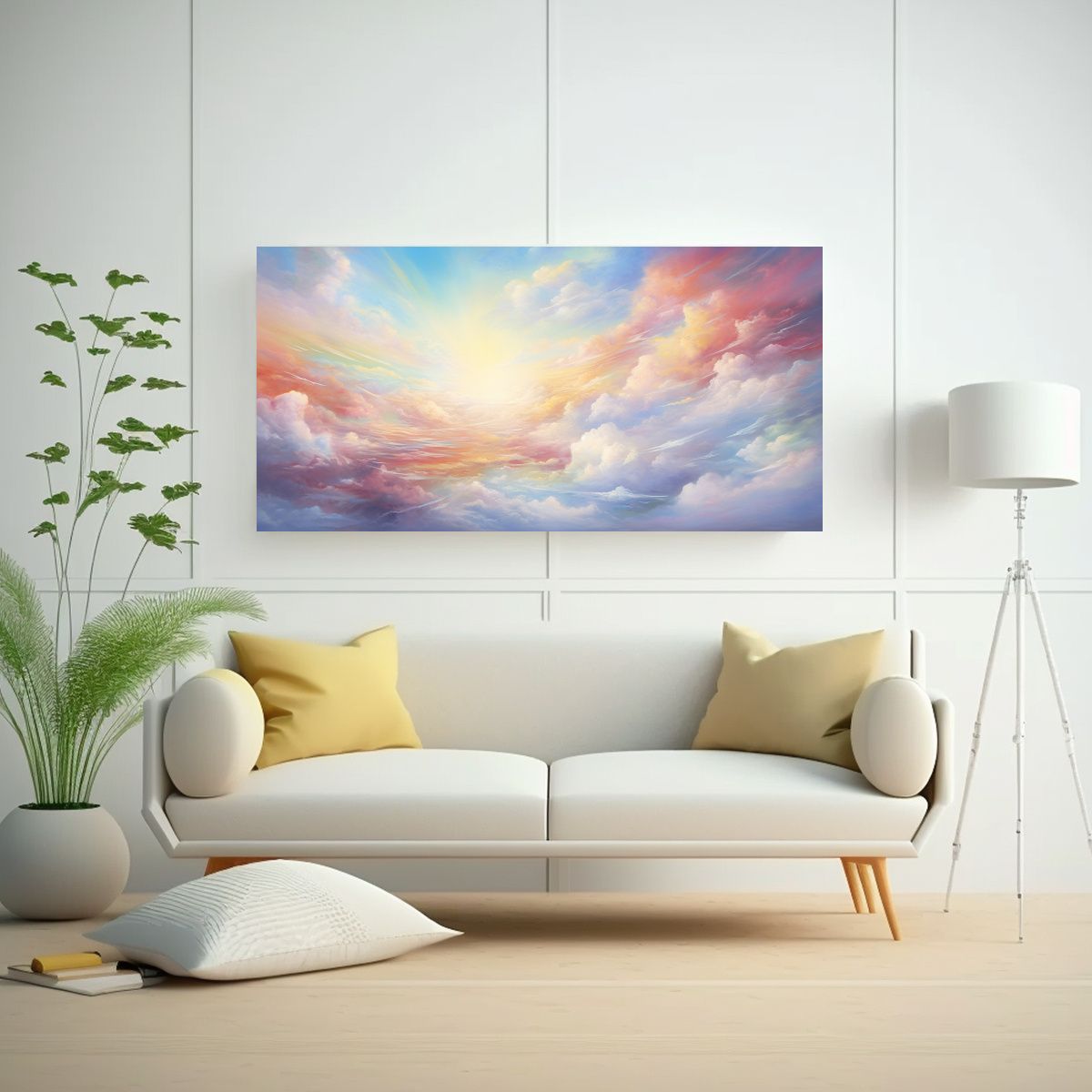 GENERICO - Cuadro Abstracto En Bastidor Cielo Matutino Con 140x70 Cm