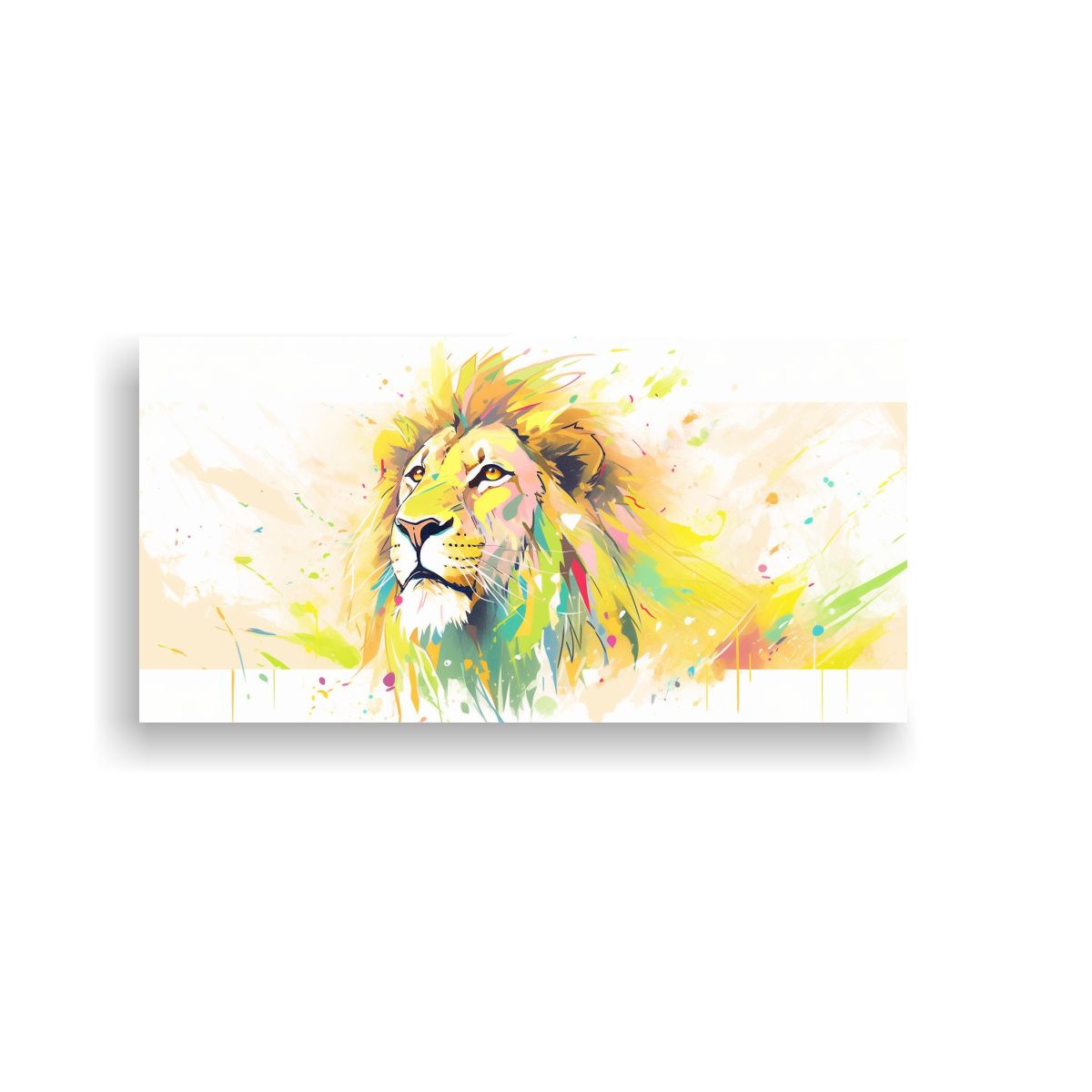 GENERICO - Cuadro Cuadro León En Tonos Pastel Y Amarillo 140x70 Cm