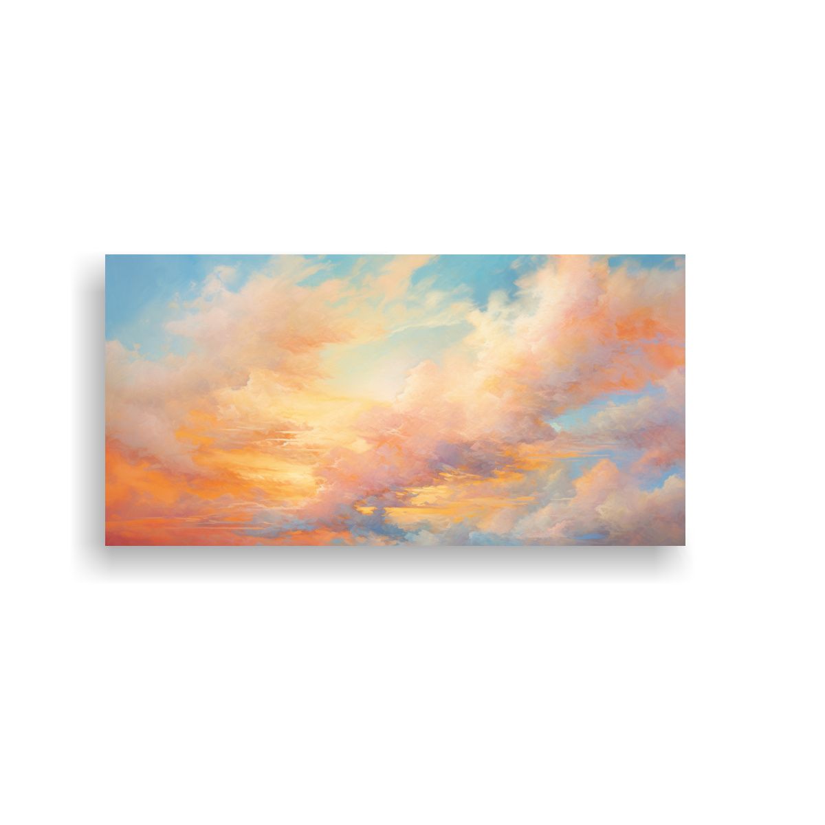 GENERICO - Pintura Abstracta Cielo Matutino Con Arco Iris Y 140x70 Cm.