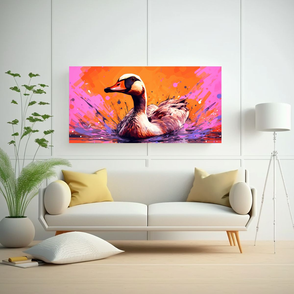 GENERICO - Lienzo De Diseño Calma Con Gansos En Colores 120x60 Cm