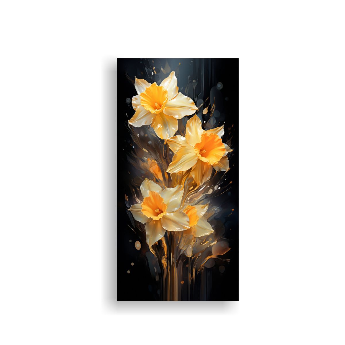 GENERICO - Pintura Abstracta Amapolas Doradas Y Negras 70x140 Cm