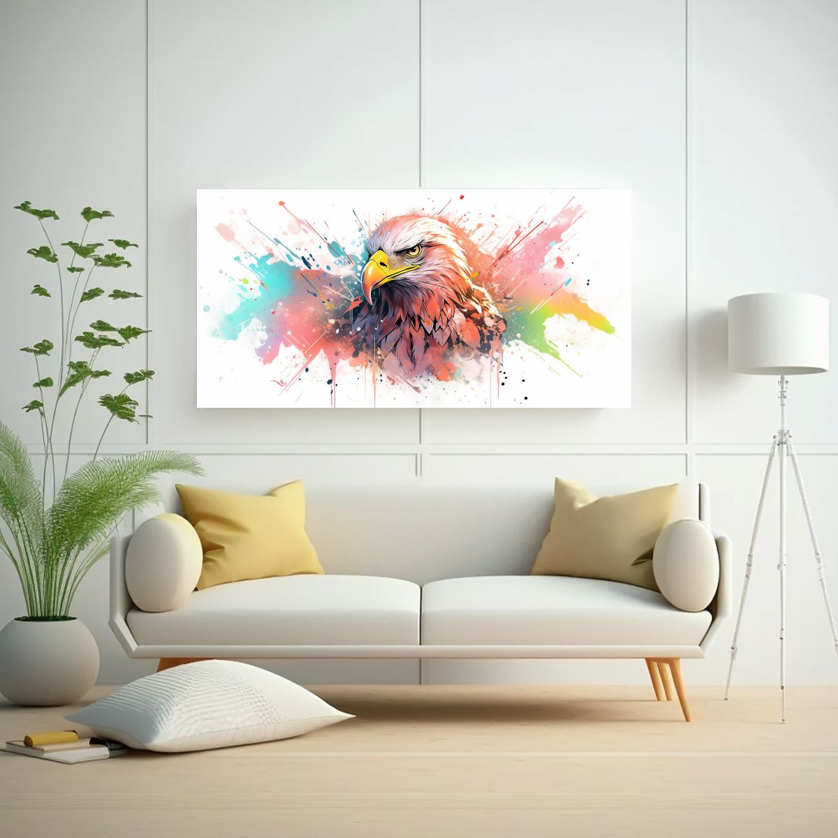 GENERICO - Pintura Abstracta Majestuosa De Águila En 140x70 Cm.