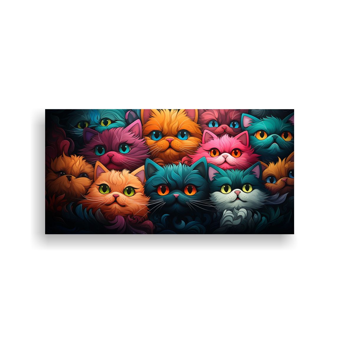 GENERICO - Lienzo Con Patrón De Gato En Estilo Cómic Para 120x60 Cm.